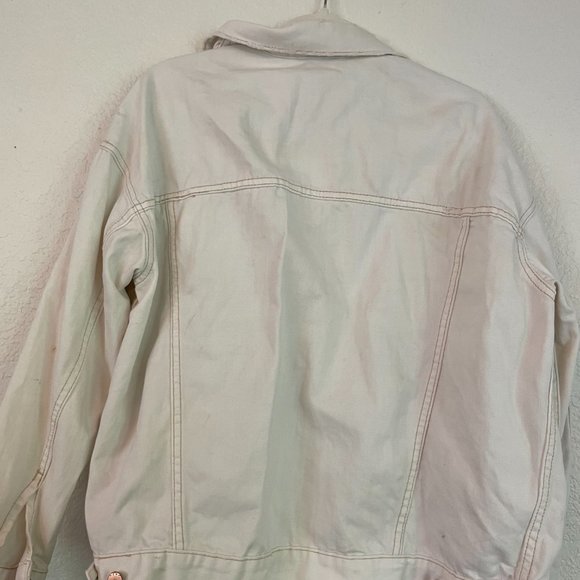 Free People Distressed Jean jacket in cream - Picture 2 of 5